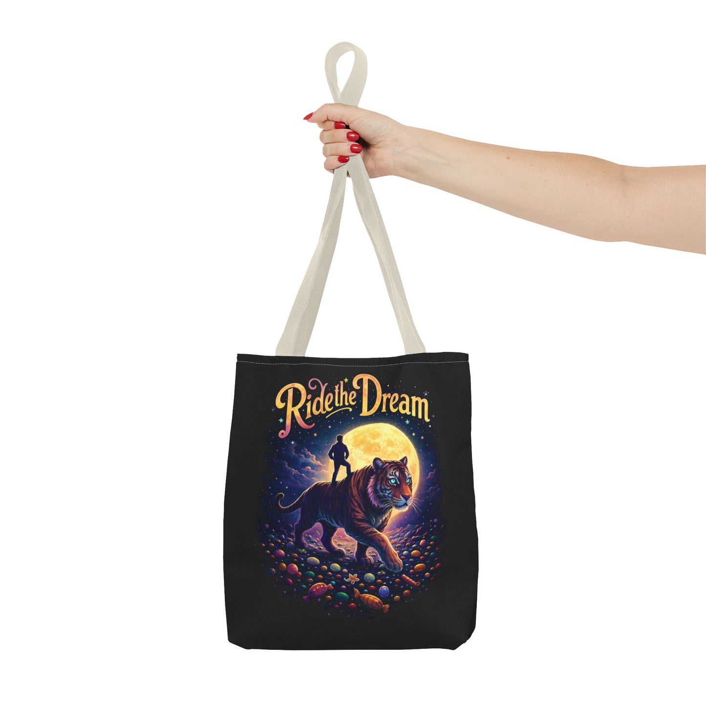Ride the Dream Tote Bag — Moonlit Tiger Art Carryall