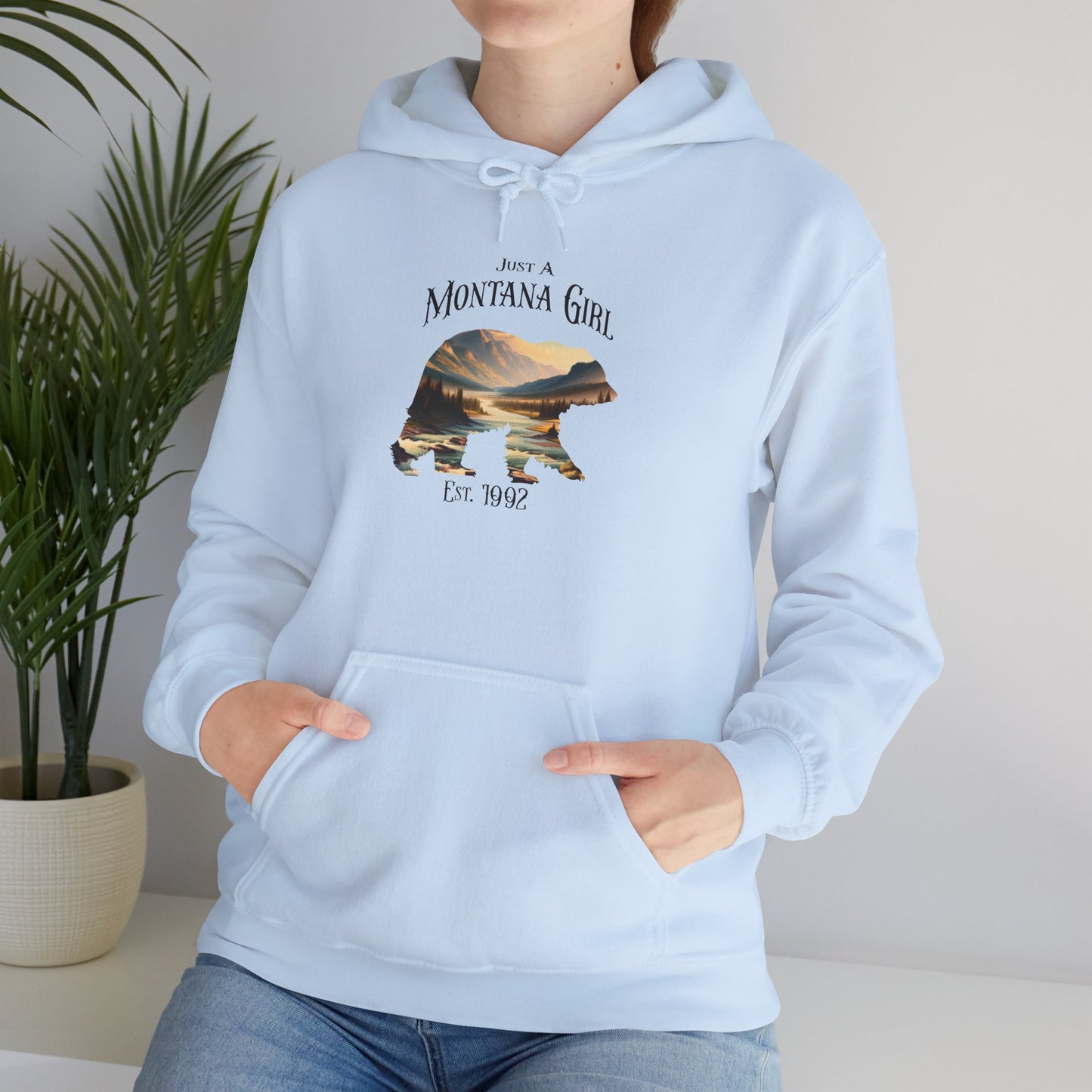 Just a Whispering River Bear Montana Girl Hooded Sweatshirt