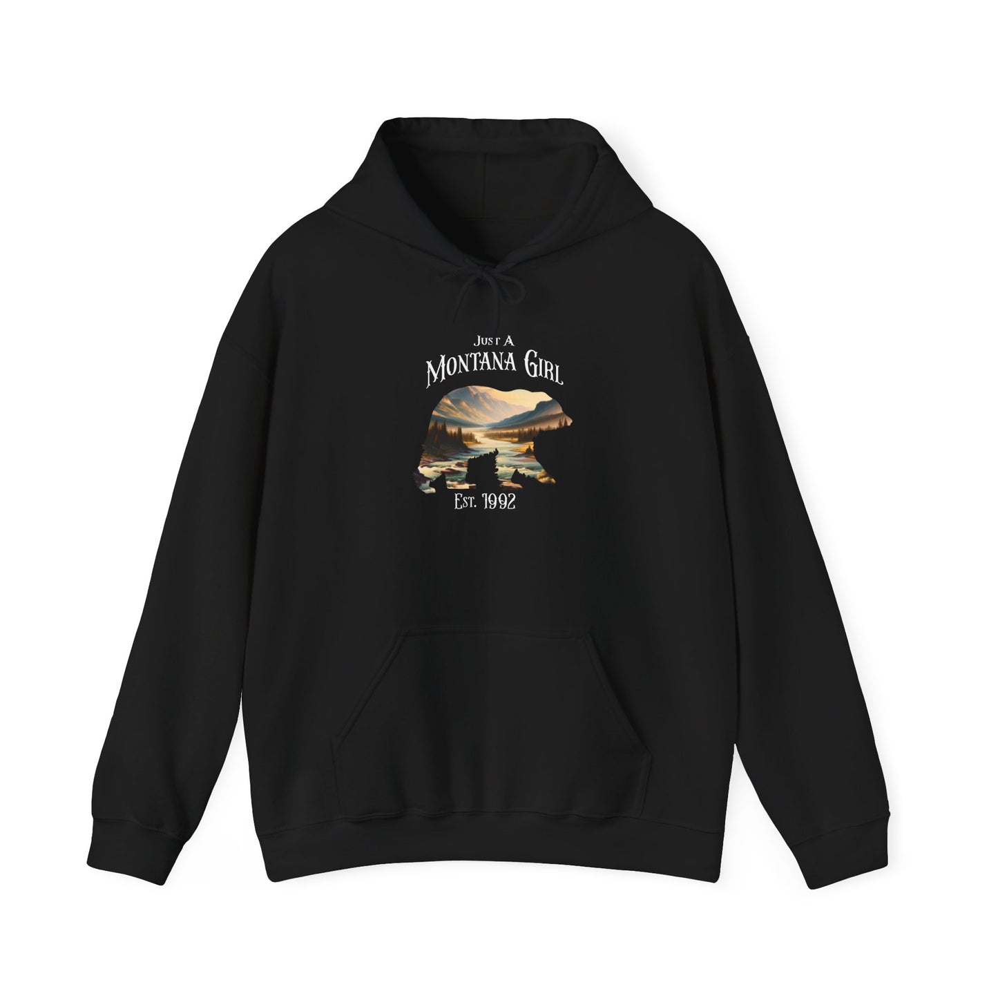 Just a Whispering River Bear Montana Girl Hooded Sweatshirt