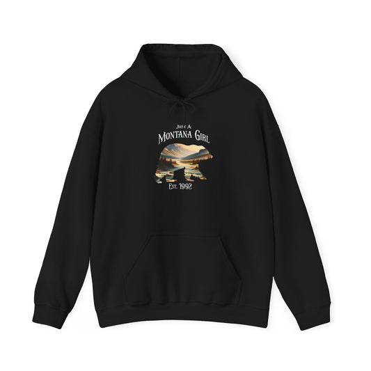Just a Whispering River Bear Montana Girl Hooded Sweatshirt