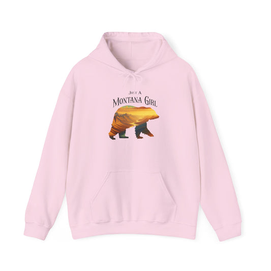 Just a Alpenglow Horizon Bear Montana Girl Hooded Sweatshirt