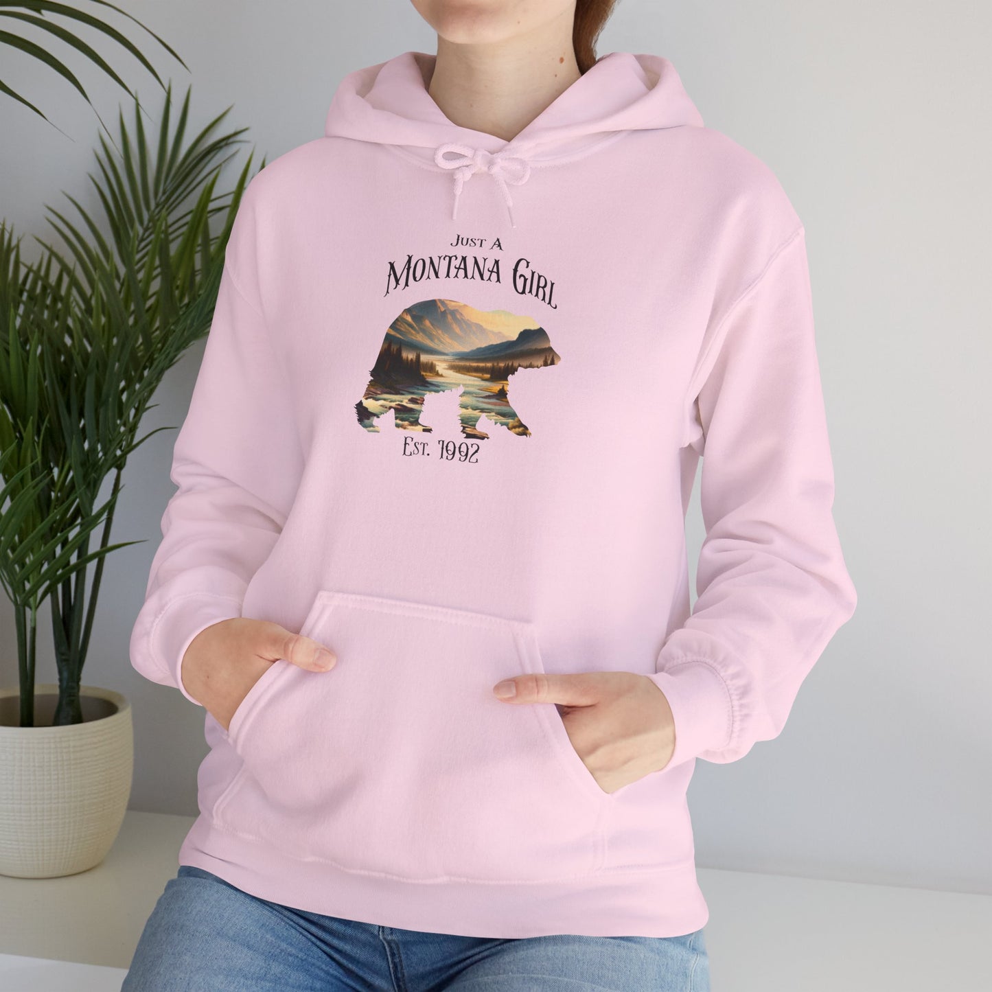 Just a Whispering River Bear Montana Girl Hooded Sweatshirt