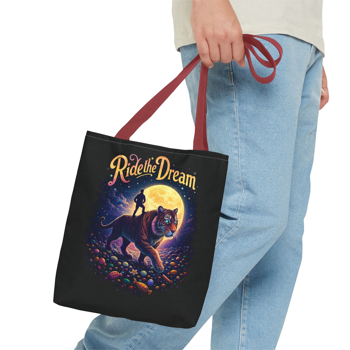 Ride the Dream Tote Bag — Moonlit Tiger Art Carryall