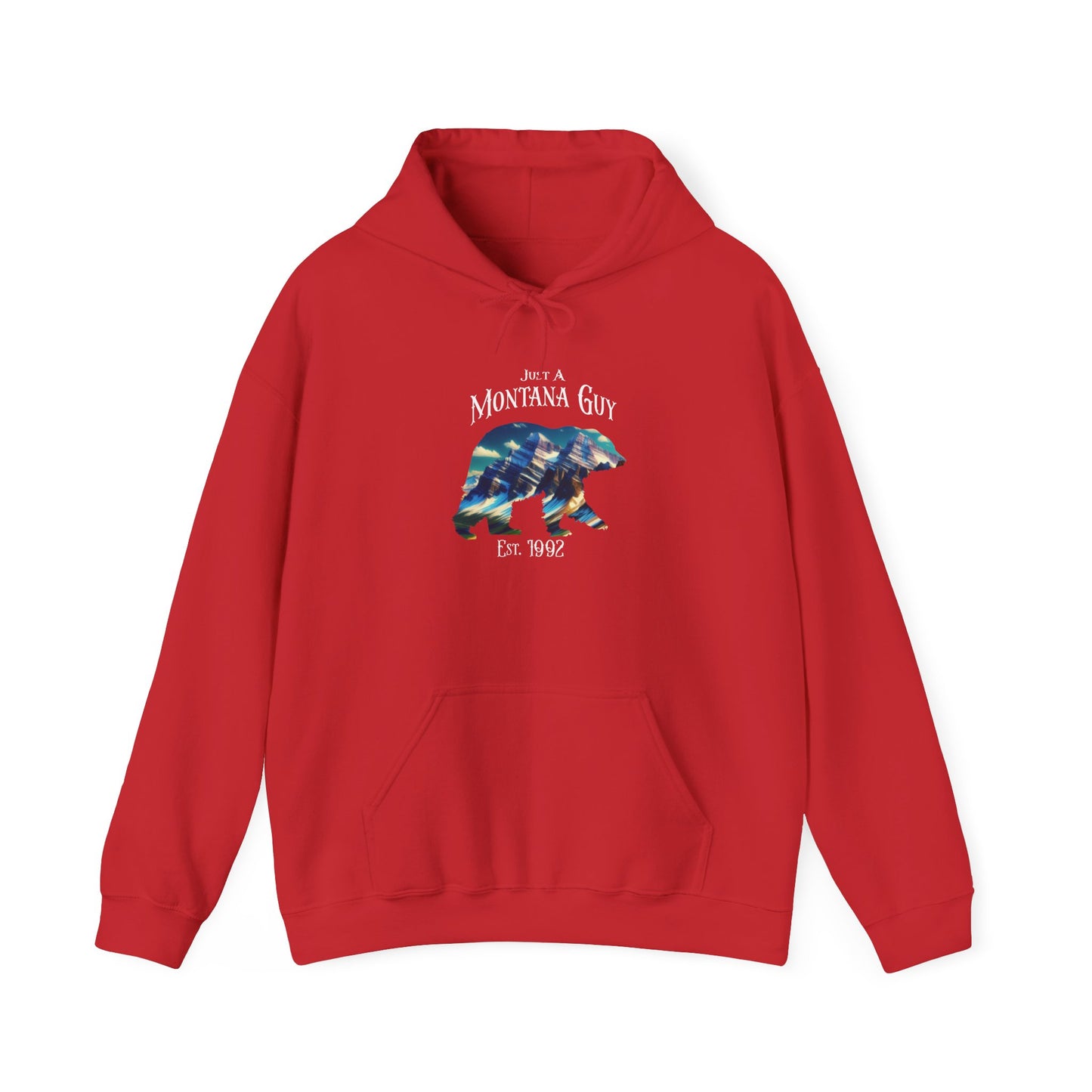 Just a Glacier Pass Bear Blue Montana Guy Hooded Sweatshirt