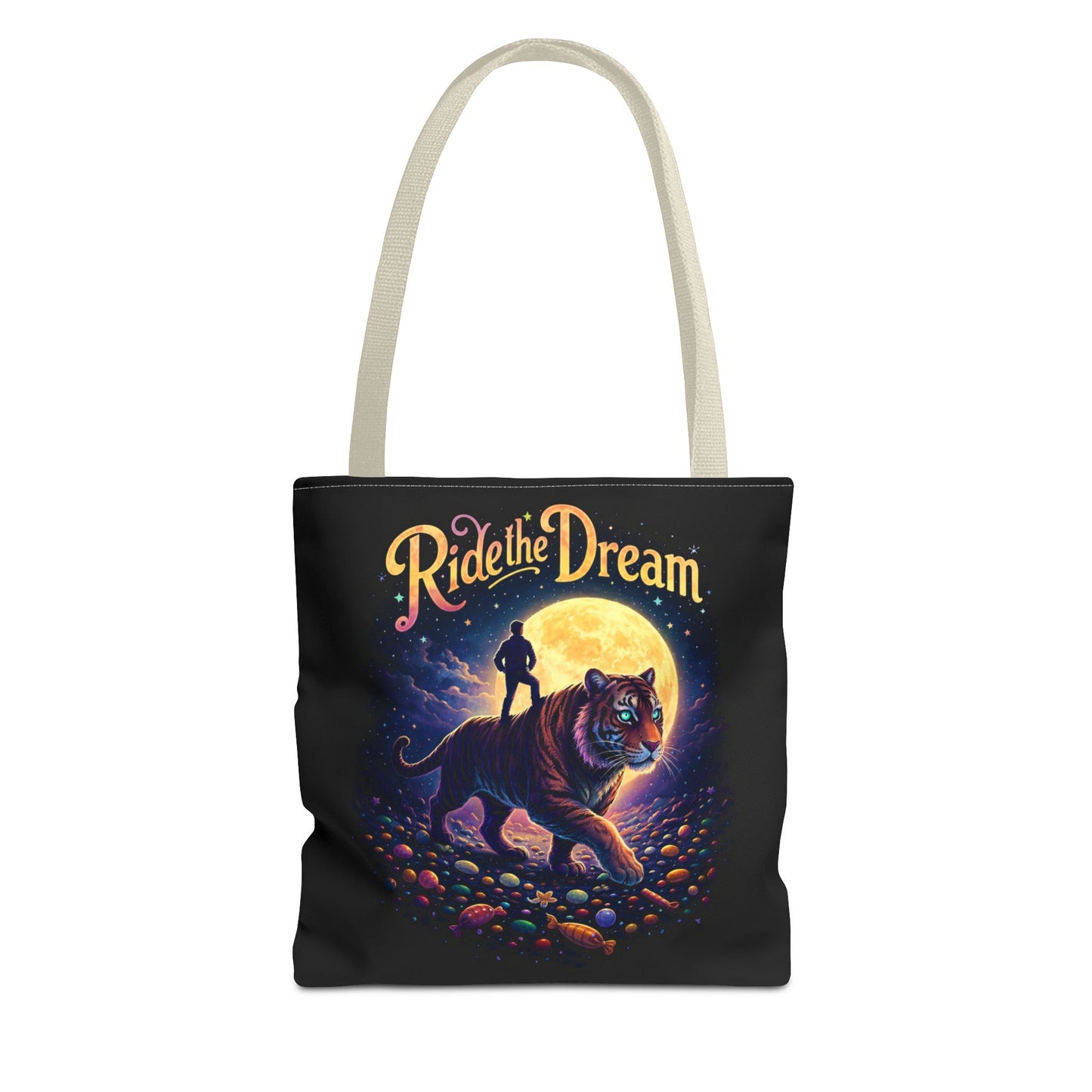 Ride the Dream Tote Bag — Moonlit Tiger Art Carryall