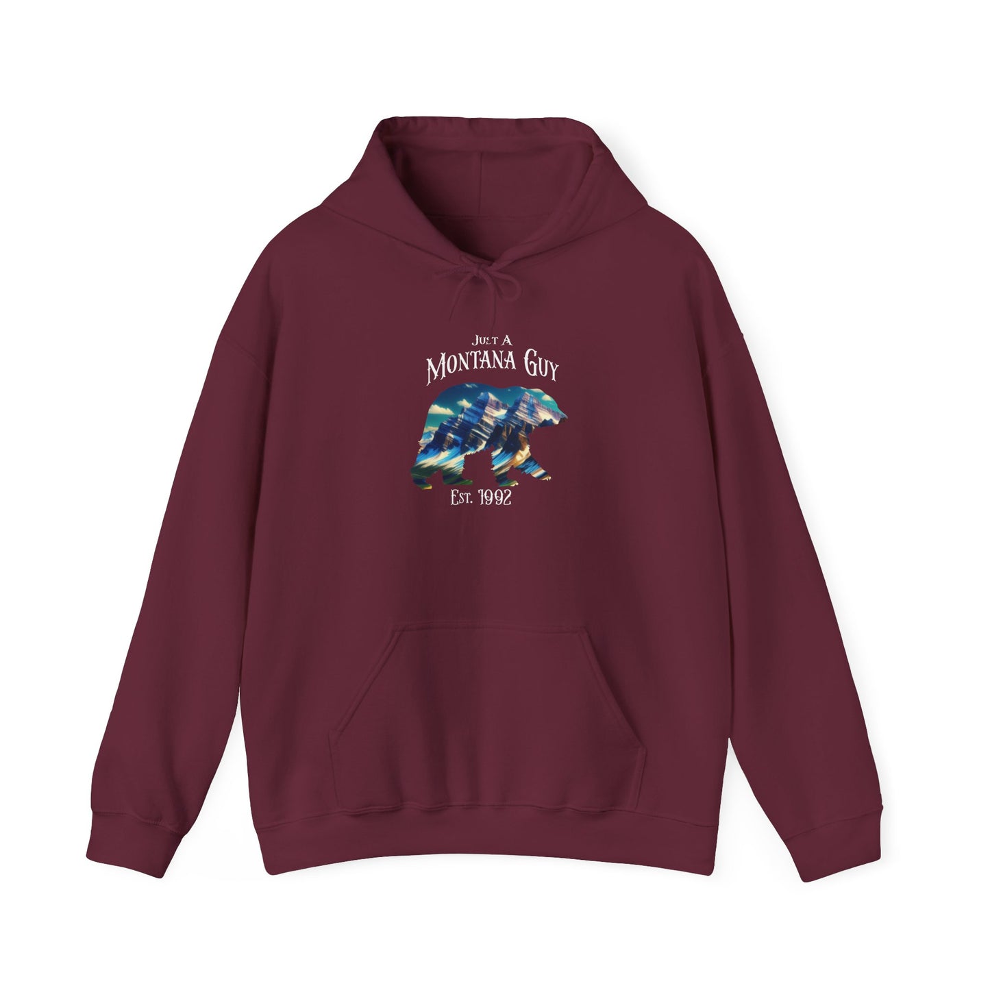 Just a Glacier Pass Bear Blue Montana Guy Hooded Sweatshirt