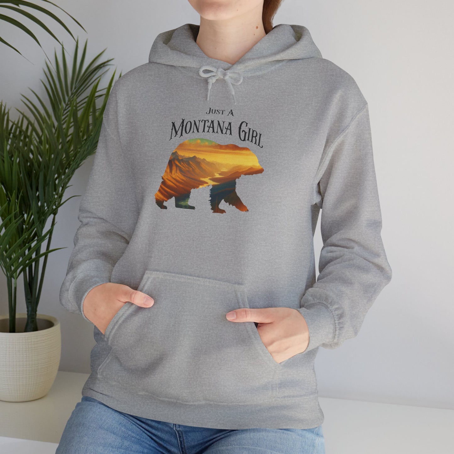 Just a Alpenglow Horizon Bear Montana Girl Hooded Sweatshirt