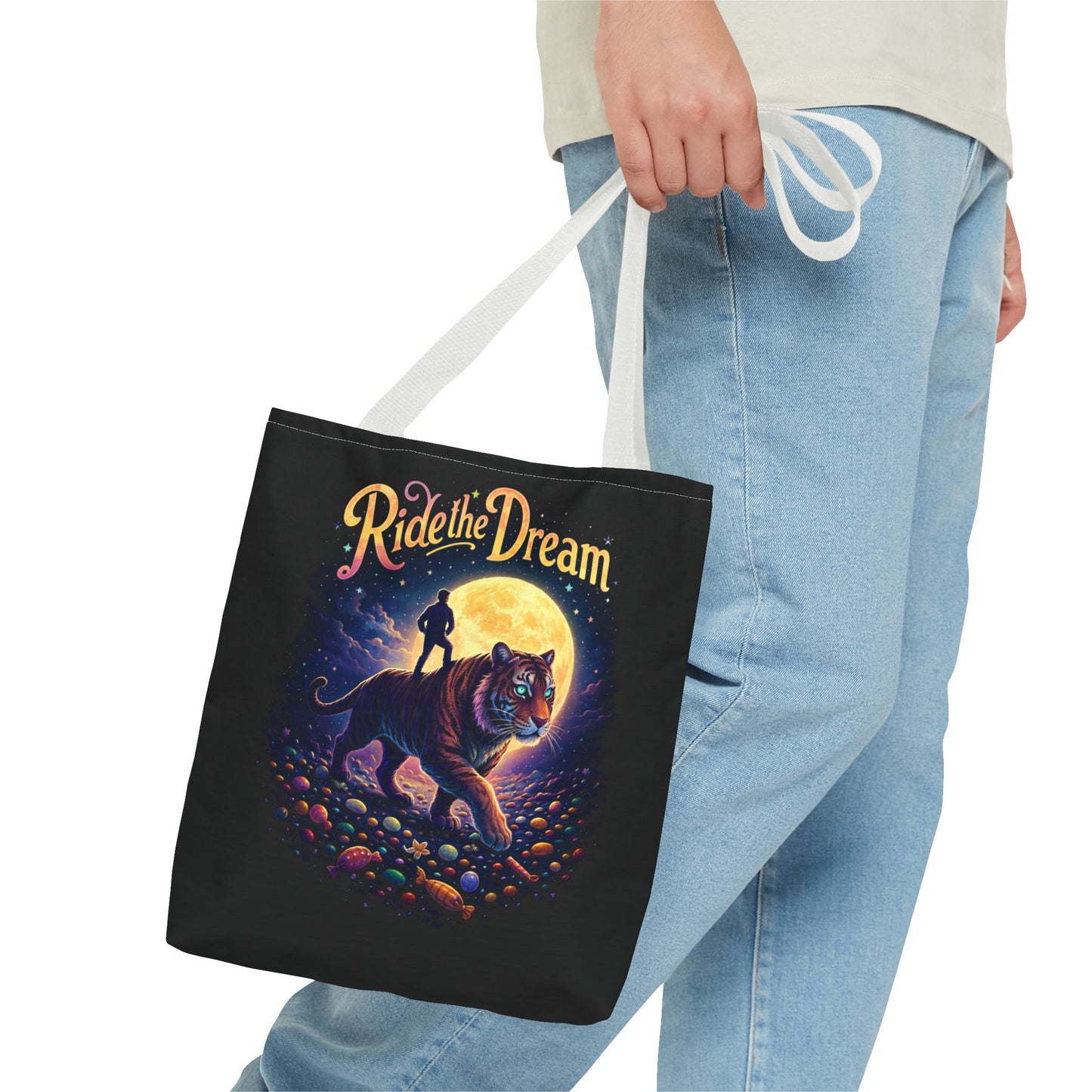 Ride the Dream Tote Bag — Moonlit Tiger Art Carryall