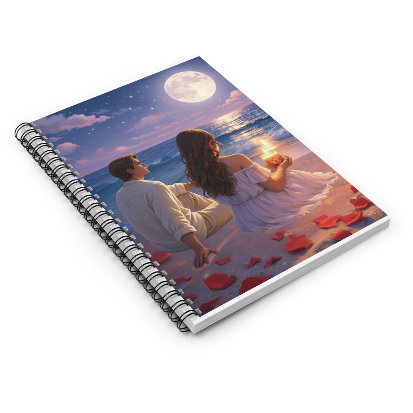 Romantic Moonlit Beach Spiral Notebook