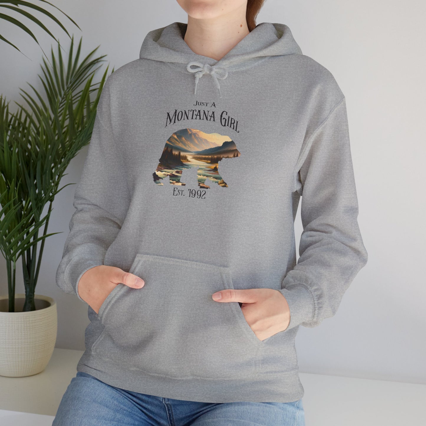 Just a Whispering River Bear Montana Girl Hooded Sweatshirt
