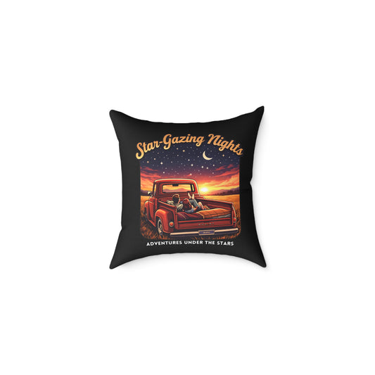 Star-Gazing Nights Pillow — Vintage Truck 'Adventures Under the Stars' Decorative Throw Pillow