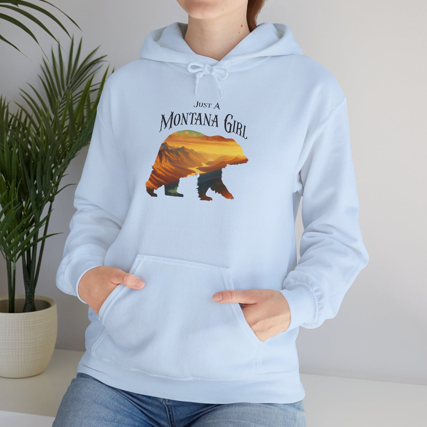 Just a Alpenglow Horizon Bear Montana Girl Hooded Sweatshirt