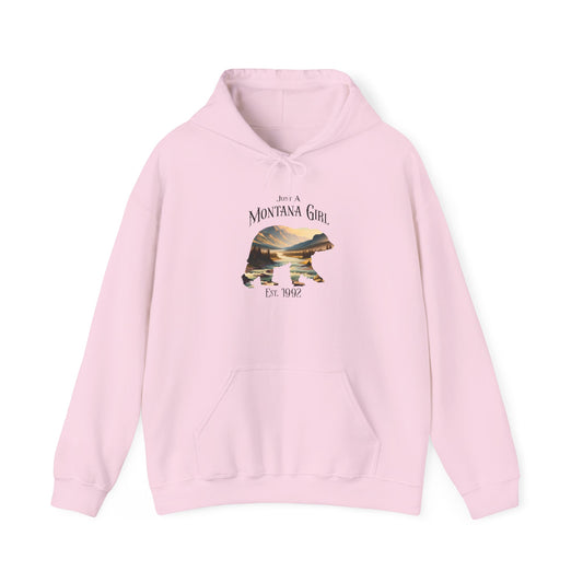 Just a Whispering River Bear Montana Girl Hooded Sweatshirt