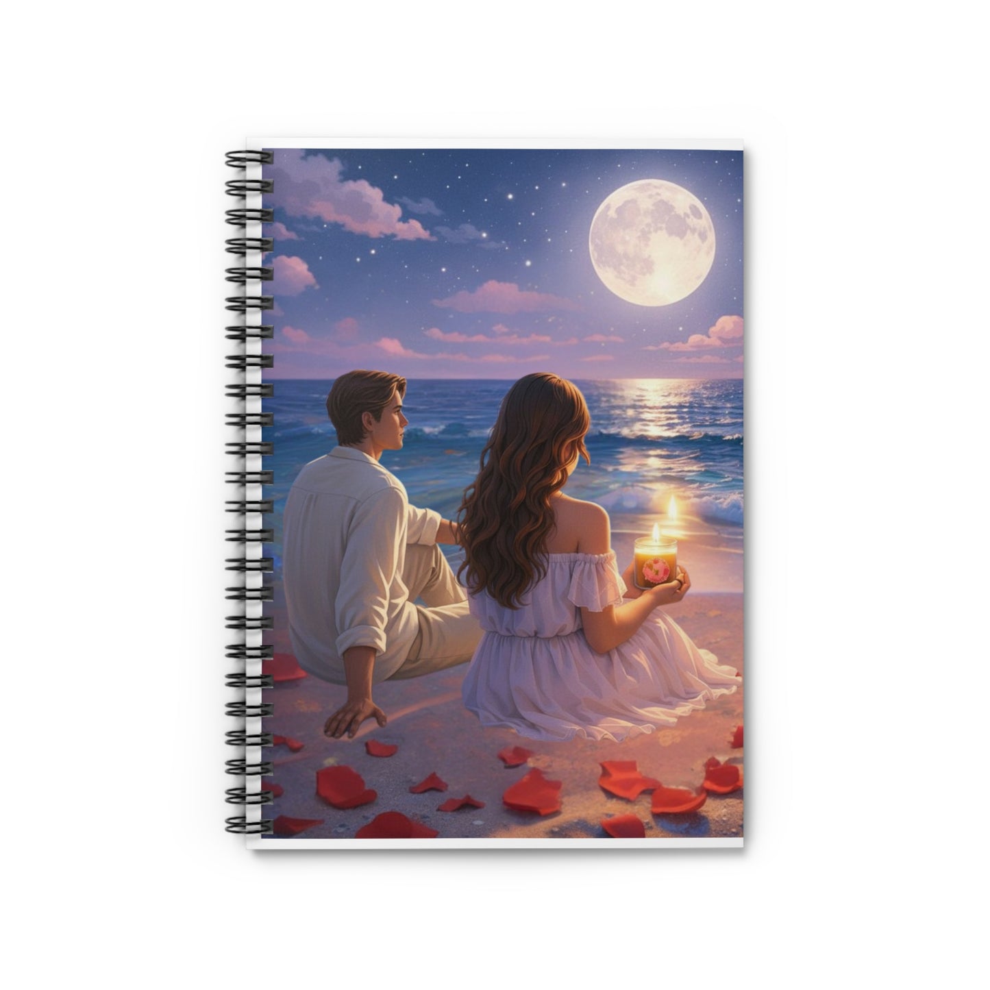 Romantic Moonlit Beach Spiral Notebook