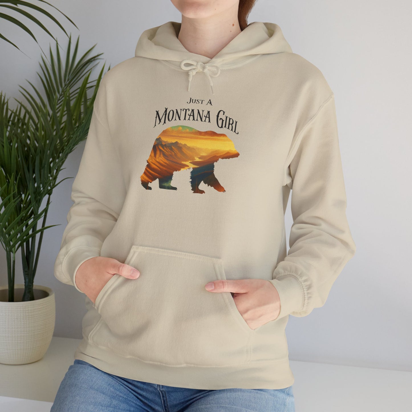Just a Alpenglow Horizon Bear Montana Girl Hooded Sweatshirt