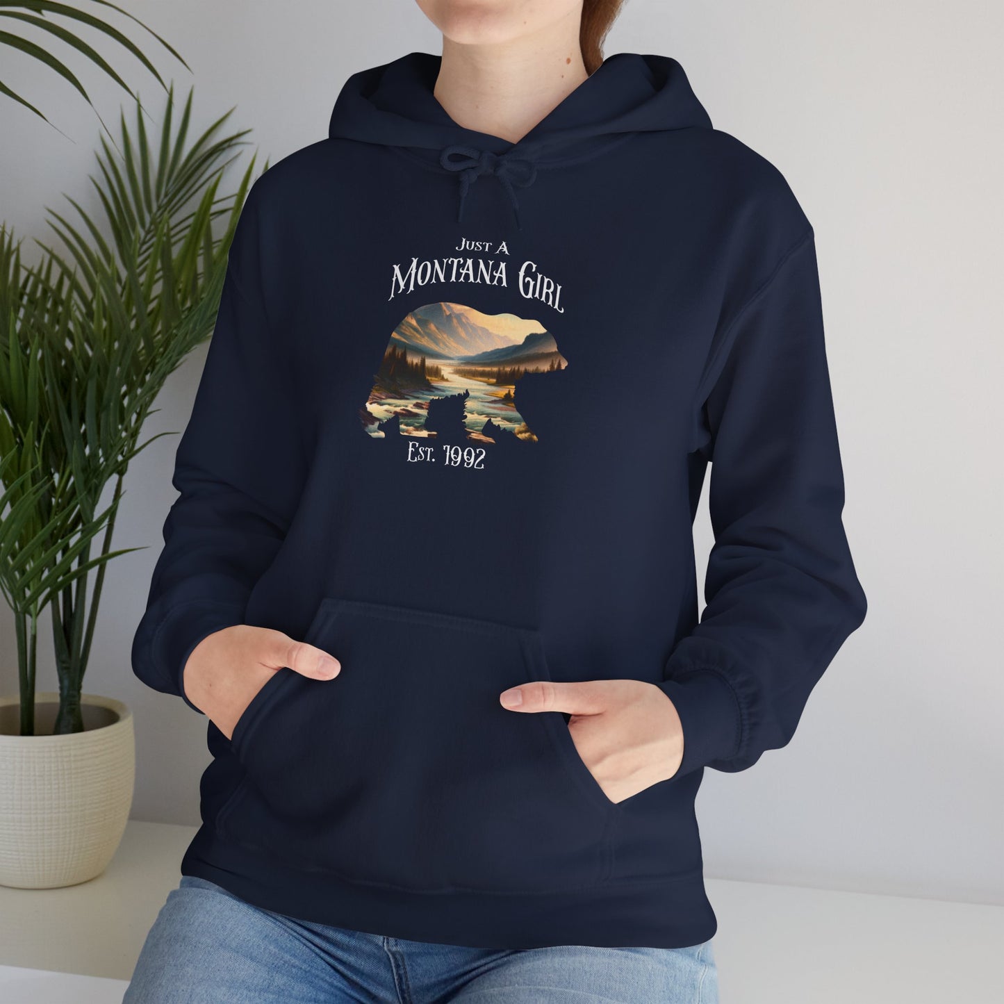 Just a Whispering River Bear Montana Girl Hooded Sweatshirt