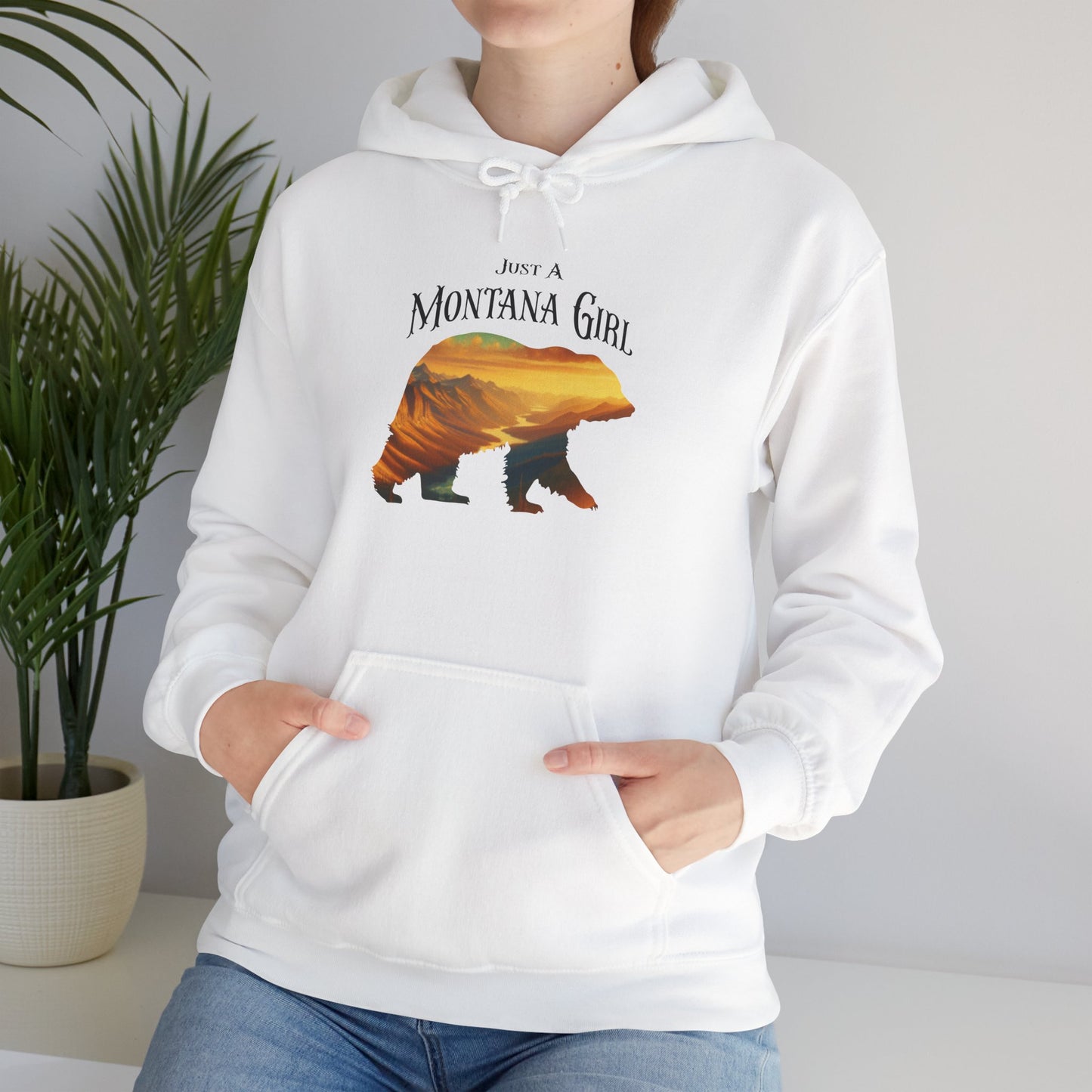 Just a Alpenglow Horizon Bear Montana Girl Hooded Sweatshirt