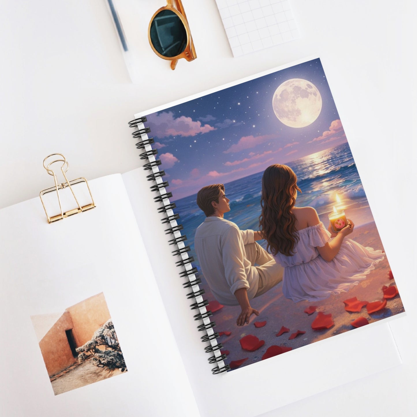 Romantic Moonlit Beach Spiral Notebook
