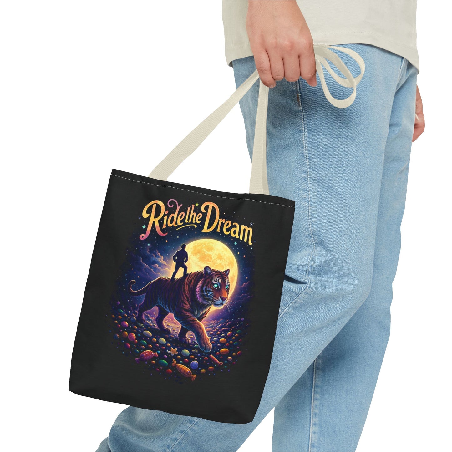 Ride the Dream Tote Bag — Moonlit Tiger Art Carryall