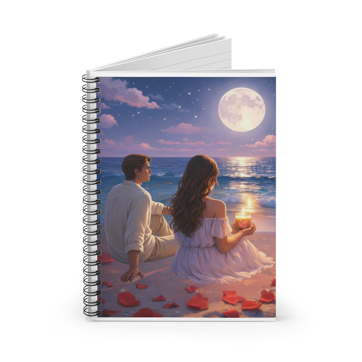 Romantic Moonlit Beach Spiral Notebook