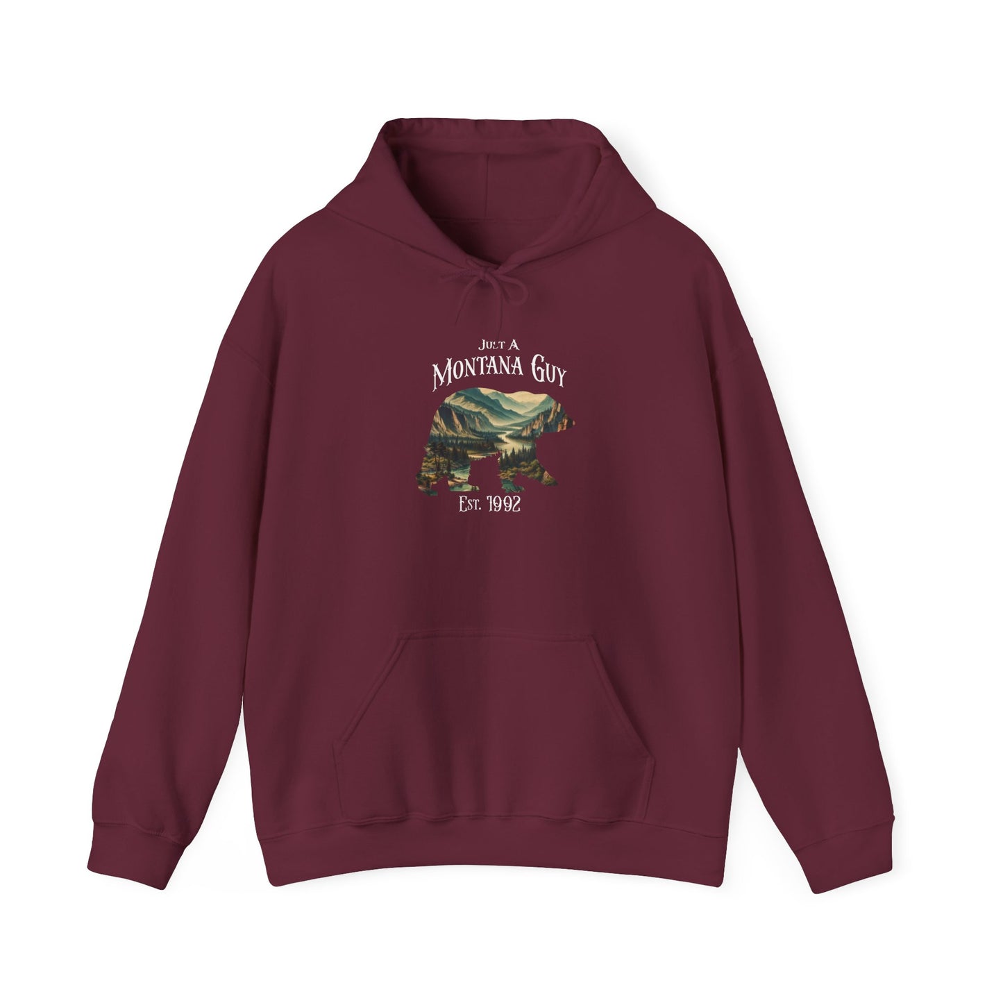 Just a Timberline Ridge Bear Blue Montana Guy Hooded Sweatshirt