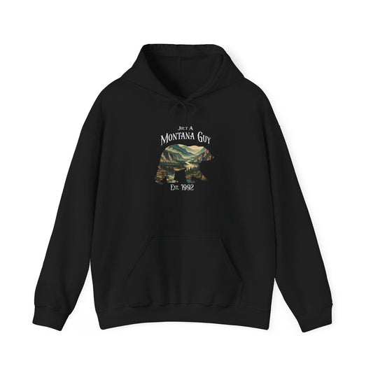 Just a Timberline Ridge Bear Blue Montana Guy Hooded Sweatshirt