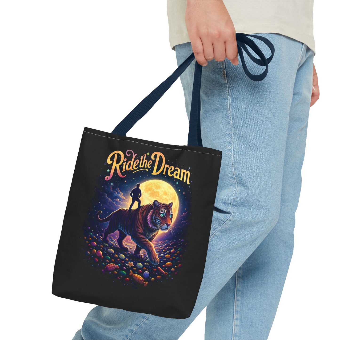 Ride the Dream Tote Bag — Moonlit Tiger Art Carryall
