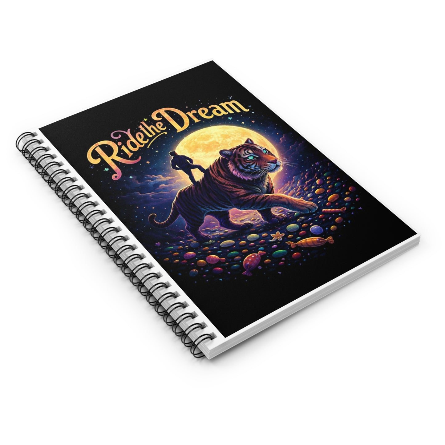 Ride the Dream Spiral Notebook — Tiger Moon Adventure Ruled Journal
