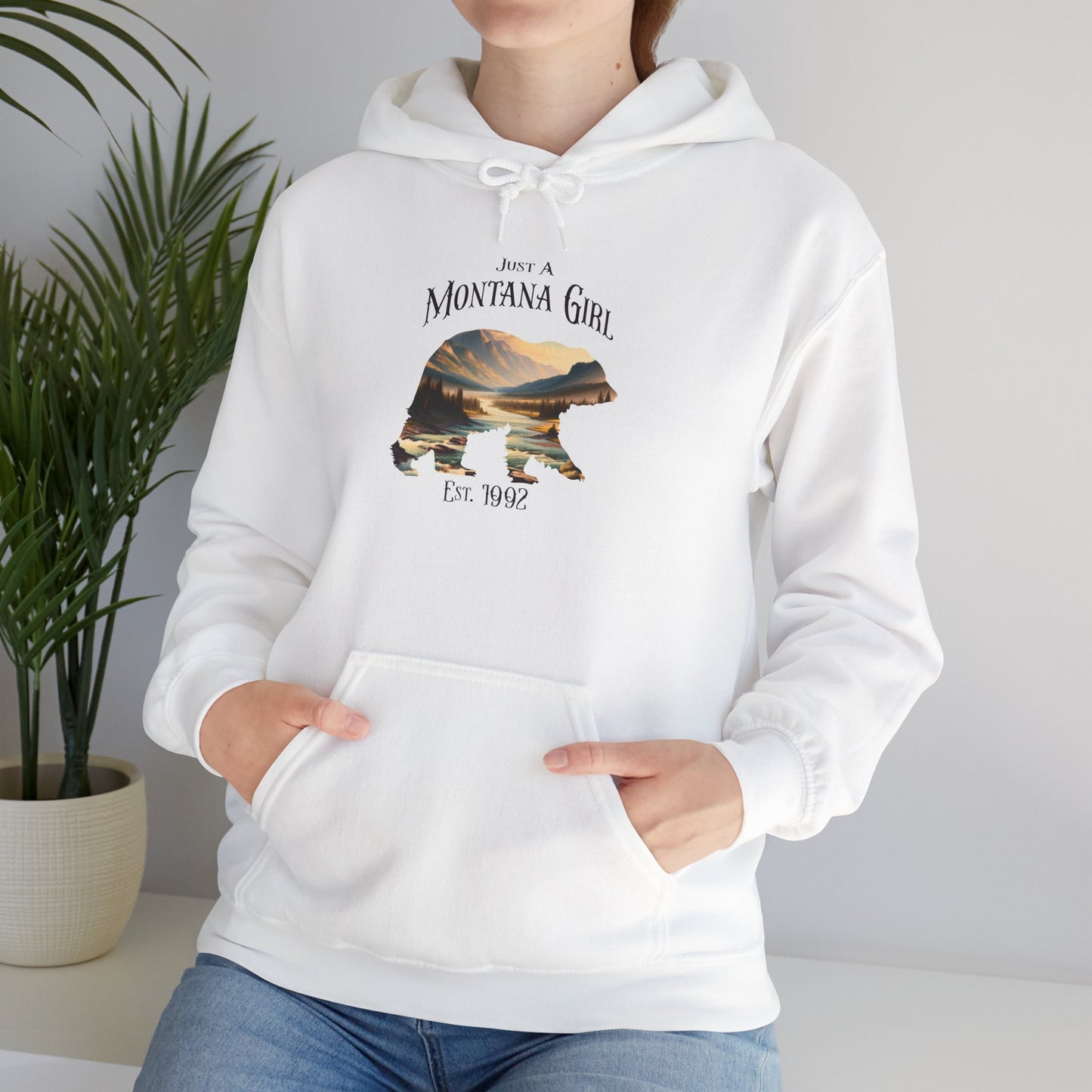 Just a Whispering River Bear Montana Girl Hooded Sweatshirt