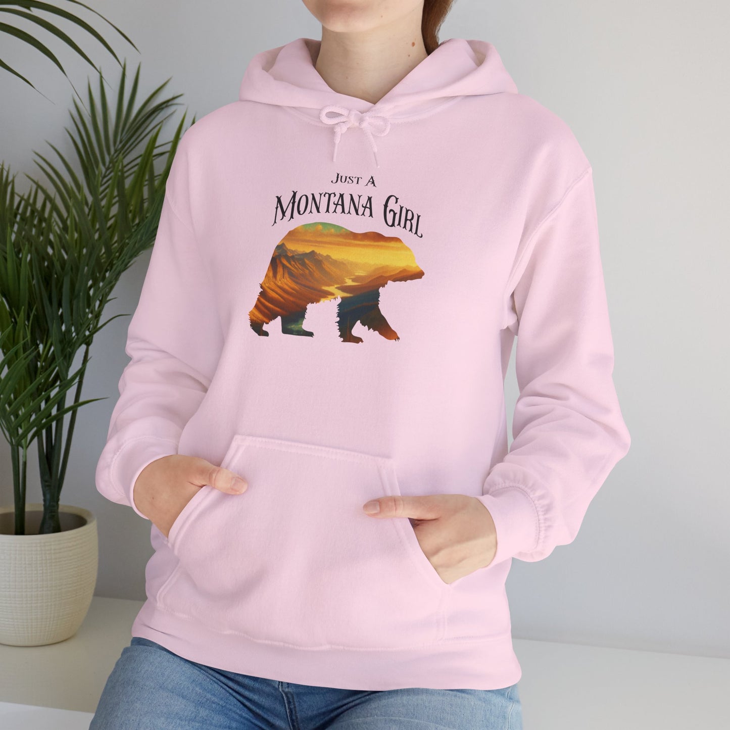 Just a Alpenglow Horizon Bear Montana Girl Hooded Sweatshirt